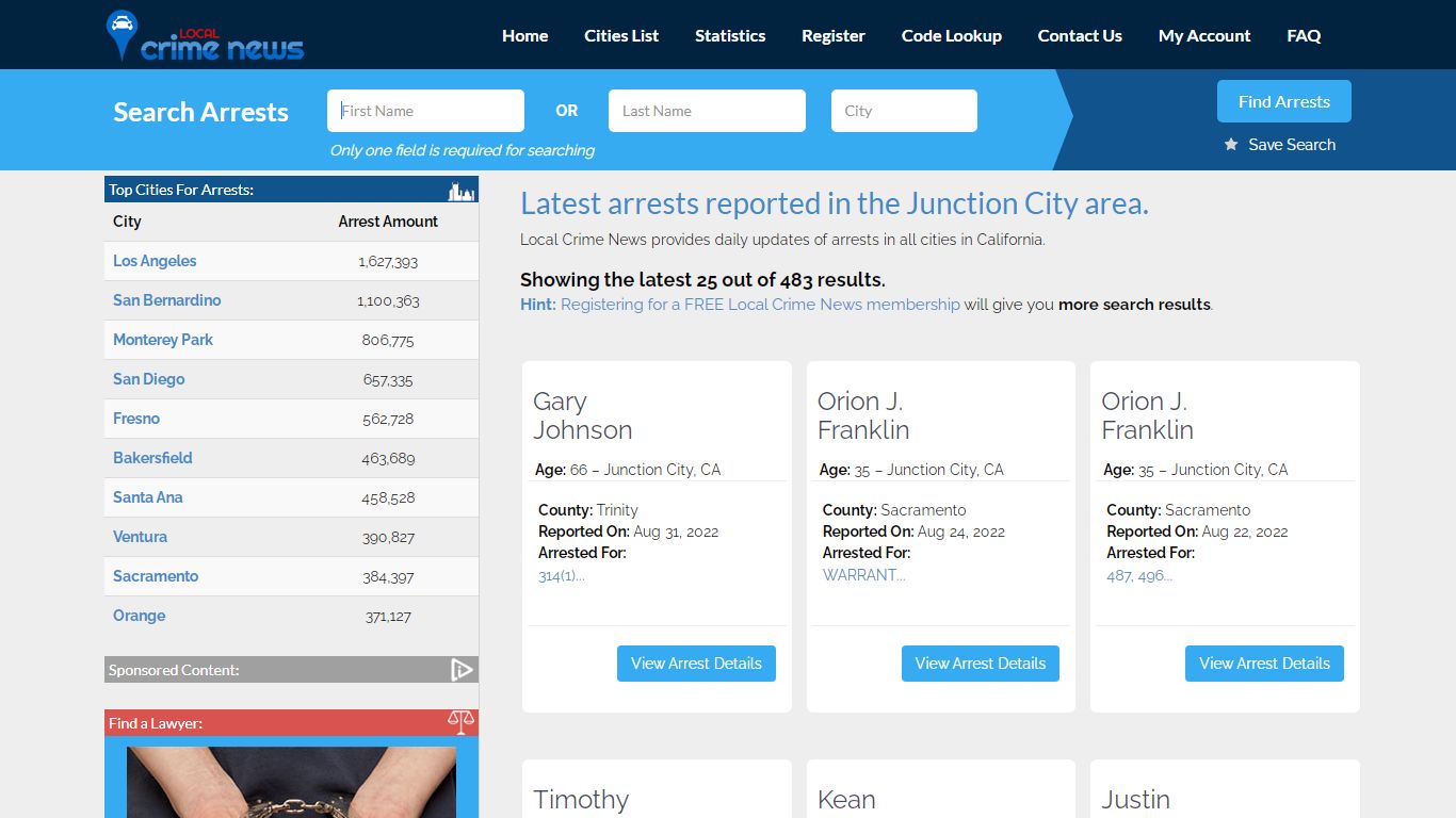 Junction City California Arrest Records | Local Crime News