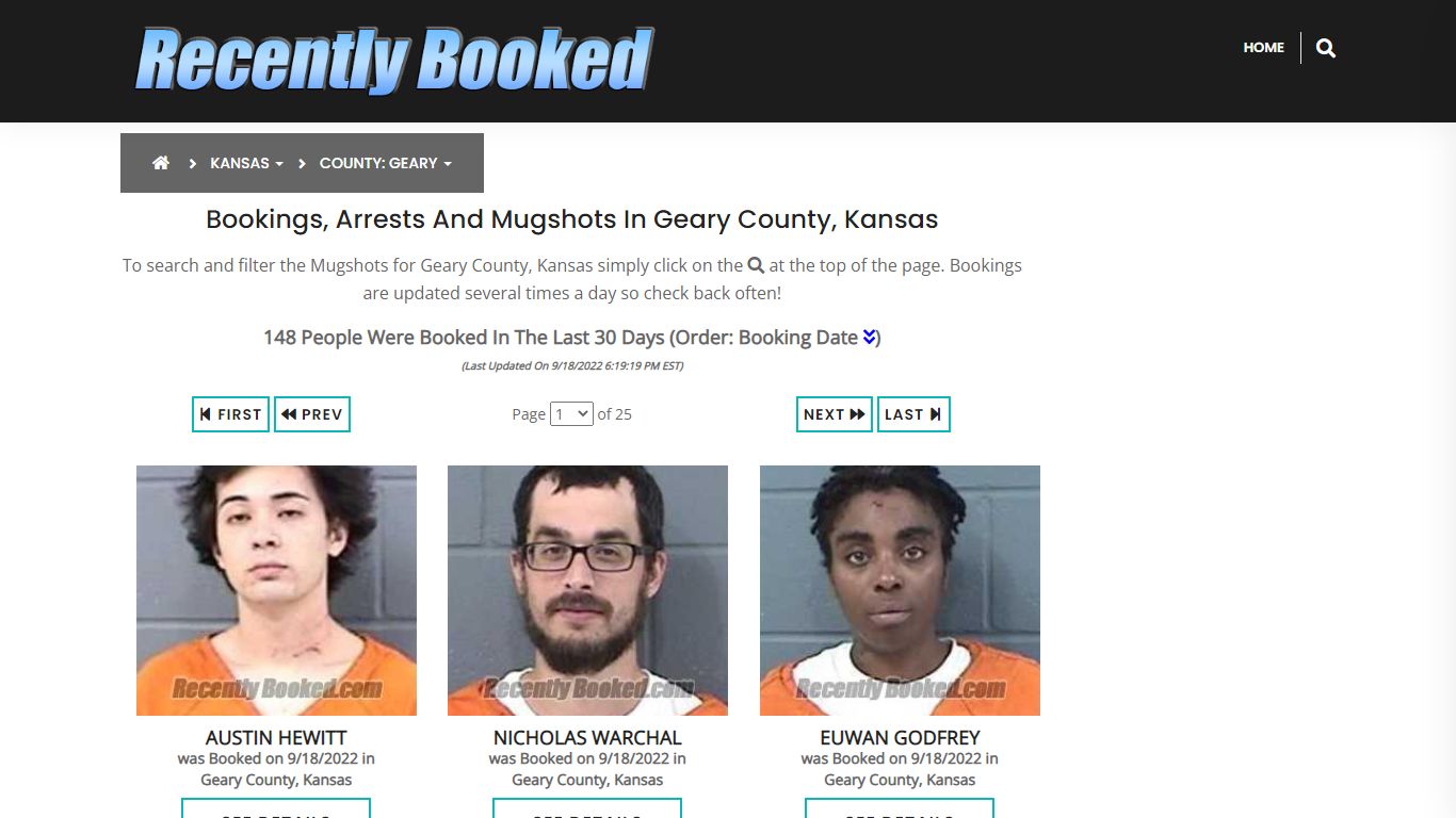 Recent bookings, Arrests, Mugshots in Geary County, Kansas