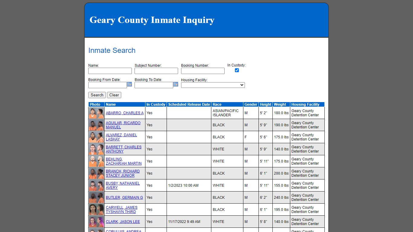 Inmate Search